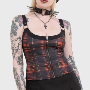 NWT Amberic Killstar Plaid Top